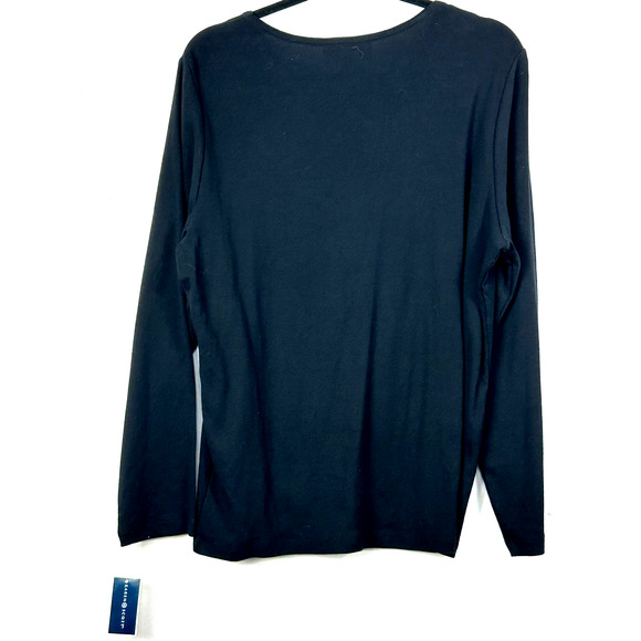 Karen Scott Sweater Womens XLarge Black Long Sleeve Reindeer Graphic Holiday - Picture 7 of 8